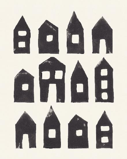 Tiny Houses #1 | Hand-printed Linocut