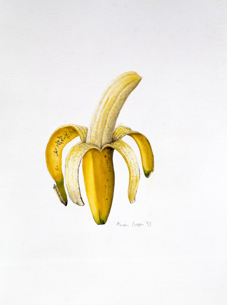 Une banane à moitié pelée à Alison  Cooper