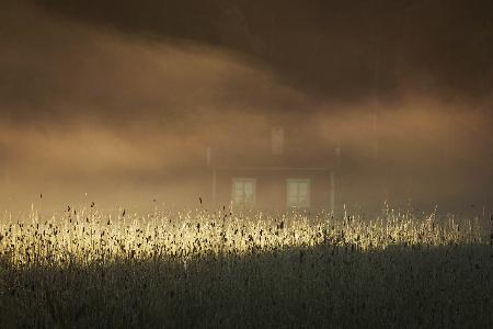 A small red cottage