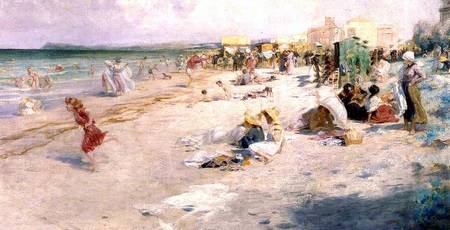 A Busy Beach in Summer à Alois Hans Schram