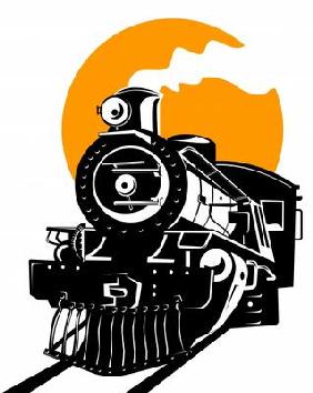 Steam locomotive on white background