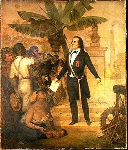 Joseph Napoleon Sebastien Sarda Garriga (1808-77) with the Emancipation Decree on La Reunion à Alphonse Garreau