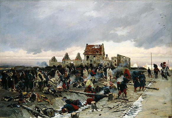 Bivouac at Le Bourget after the Battle of 21st December 1870, 1872 (oil on canvas) à Alphonse Marie de Neuville