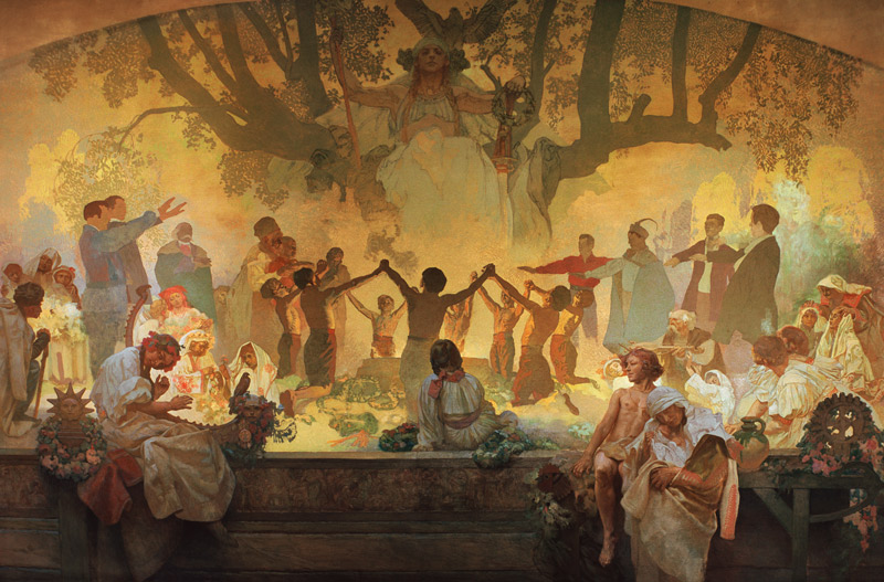 The Oath of Omladina Under the Slavic Linden Tree (The cycle The Slav Epic) à Alphonse Mucha