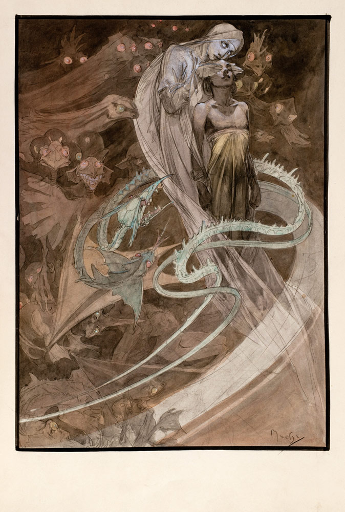 Illustration for the illustrated edition Le Pater à Alphonse Mucha