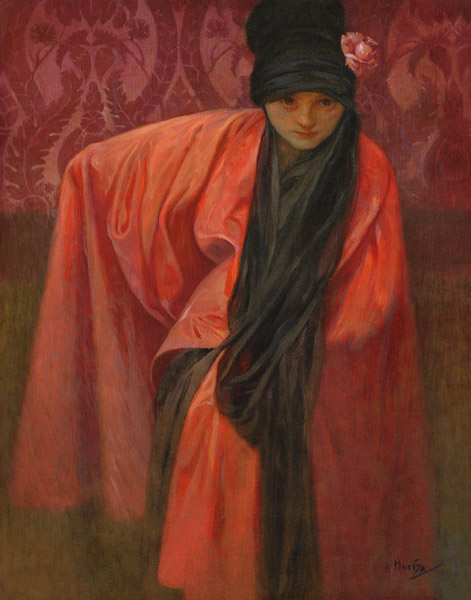 Girl in Red à Alphonse Mucha