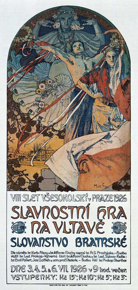 8th Sokol Festival in Prague (Poster) à Alphonse Mucha