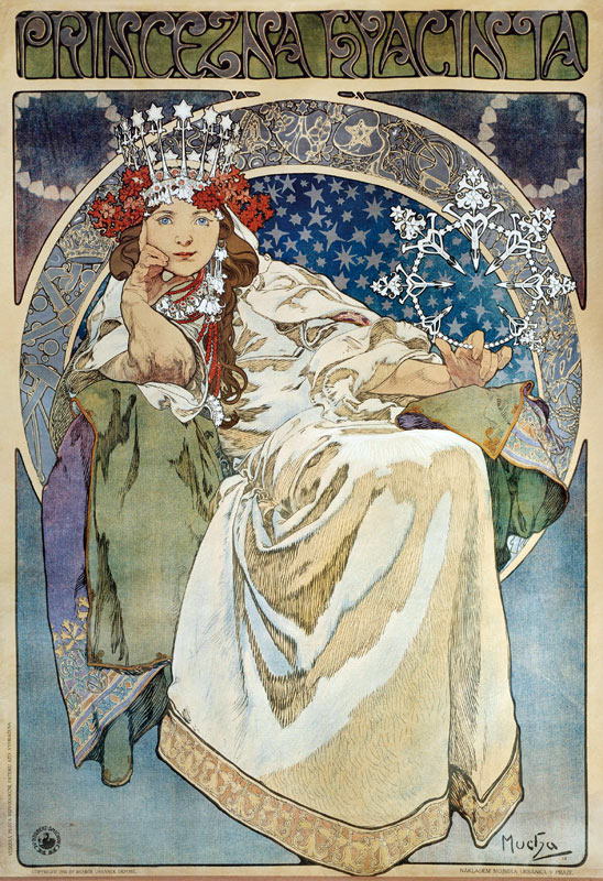 Poster by Alphonse Mucha (1860-1939) for the creation of the Ballet “Princess Hyacinthe”” by Oskar N à Alphonse Mucha