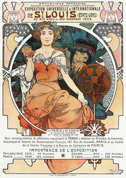 Poster for the Universal and International Exhibition in St.Louis, 1904.  à Alphonse Mucha