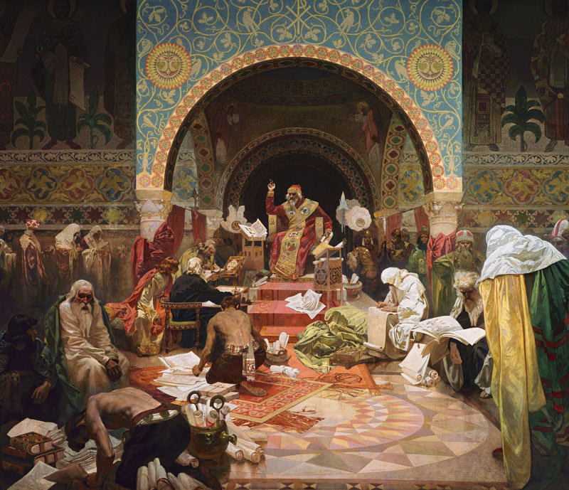 The Bulgarian Tsar Simeon (The cycle The Slav Epic) à Alphonse Mucha