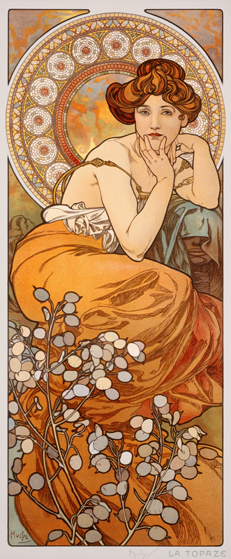 Topaze, du cycle "Les gemmes" à Alphonse Mucha