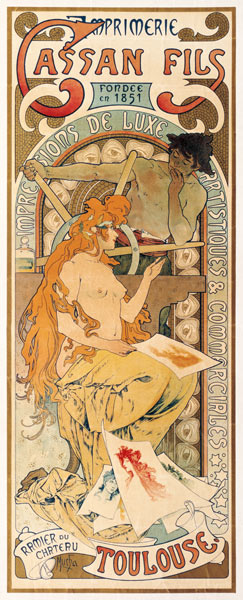 Technik / Graphisches Gewerbe: - ''Imprimerie Cassan Fils''. - Plakat, 1896. Graph.Gestaltung: Alfon à Alphonse Mucha