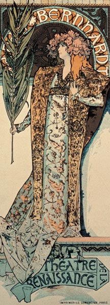 Gismonda, la première affiche des Mucha pour des Sarah Bernard et le Théatre de Renaissance, à Alphonse Mucha