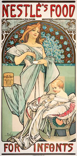 Nestle''s Food for Infants. Plakat, 1897, fuer Babynahrung der Firma Nestle. à Alphonse Mucha