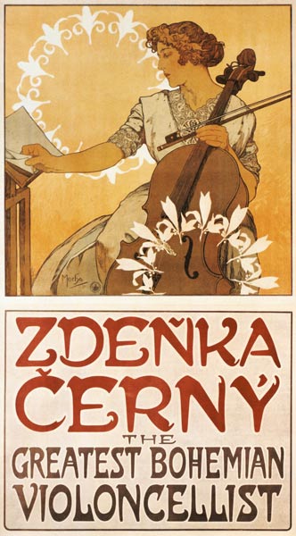 Affiche Zdenka Cerny - The Greatest Bohemian Violoncellist à Alphonse Mucha