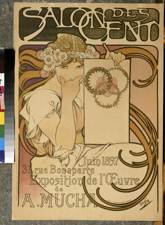 Poster for the A. Mucha's exhibition in the Salon des Cent à Alphonse Mucha