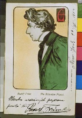 Le Pianist Rudolf de Bohême Friml'carte postale avec un dévouement de concert Tournée de l'artiste