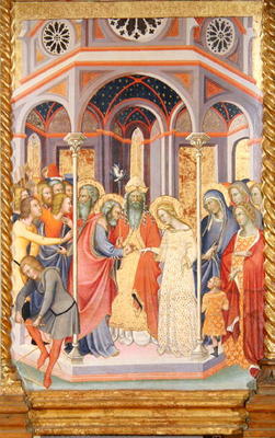 Triptych of the Coronation of the Virgin, left wing depicting the Marriage of the Virgin (oil on pan à also Manfredi de Battilori Bartolo di Fredi