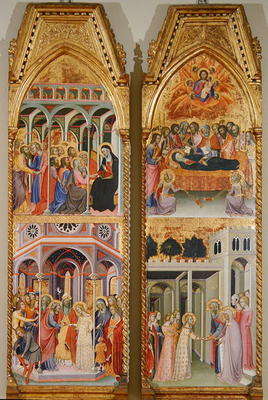 Triptych of the Coronation of the Virgin, left and right panels (oil on panel) à also Manfredi de Battilori Bartolo di Fredi