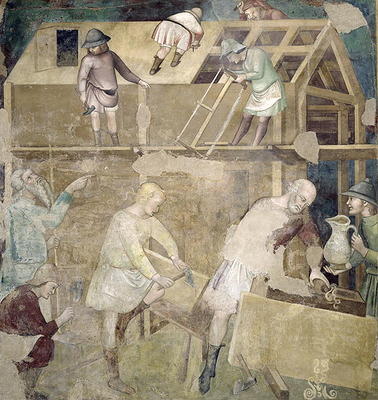 Noah Building the Ark, 1356-67 (fresco) à also Manfredi de Battilori Bartolo di Fredi