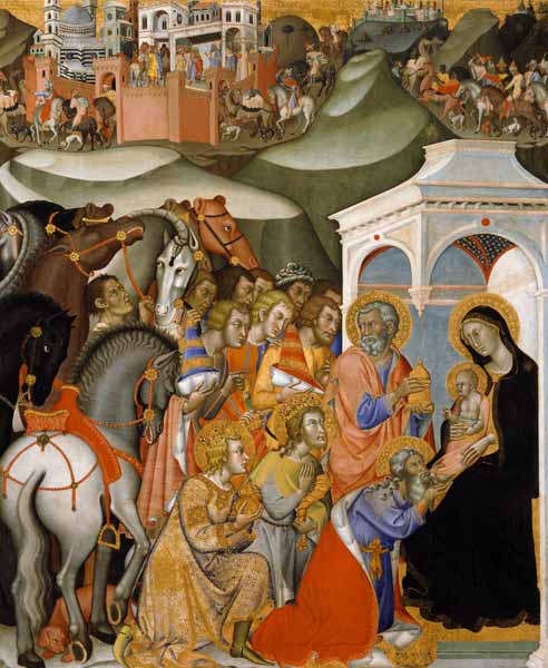 The Adoration of the Magi, c.1380 (oil on panel) à also Manfredi de Battilori Bartolo di Fredi
