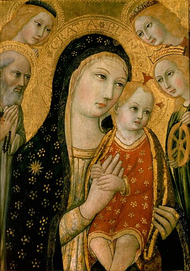 Madonna and Child with SS. Dominic and Catherine of Alexandria, 15th century à also Ansano di Pietro di Mencio Pietro Sano di