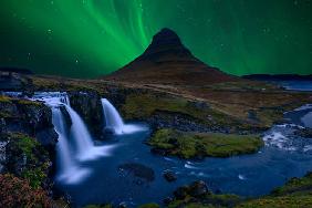 Kirkjufell...   Under a boreal green sky