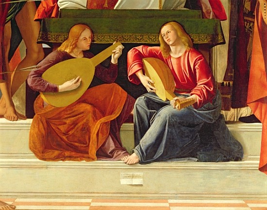 The angel musicians, from the altarpiece of Saint Ambrose (detail of 230093) à Alvise Vivarini