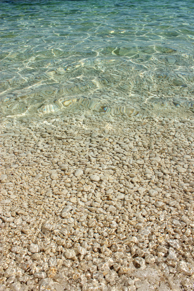 Aqua Ocean and Golden Pebbles à Alyson Fennell