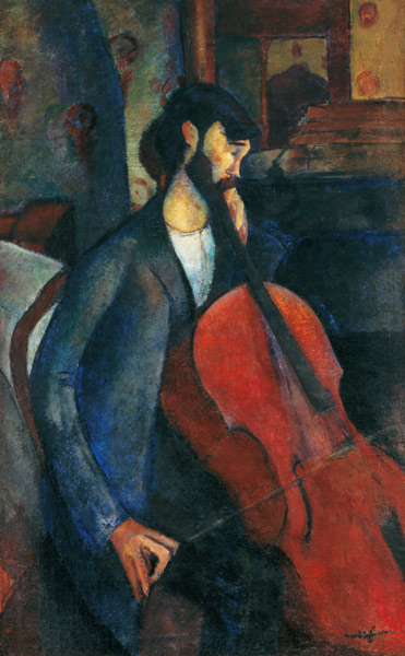 Le violoncelliste - peinture huile sur toile de Amadeo Modigliani en  reproduction imprimée ou copie peinte à l'huile sur toile