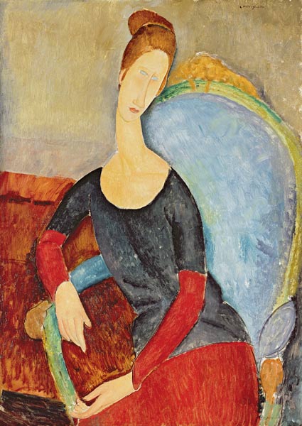 Mme Hebuterne in a Blue Chair à Amadeo Modigliani