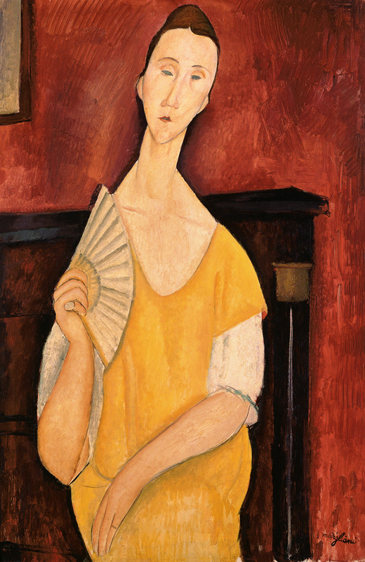 Woman with a Fan (Lunia Czechowska) à Amadeo Modigliani