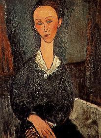 portrait de femme avec le collier de pointe blanc à Amadeo Modigliani