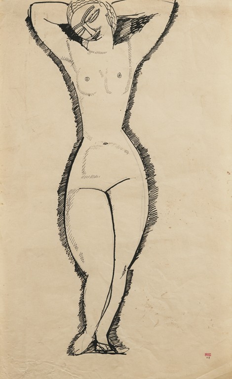 Standing Nude with Raised Arms à Amadeo Modigliani
