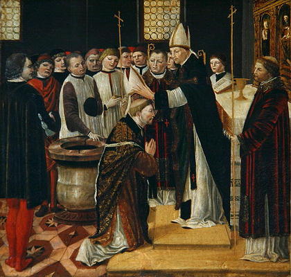 Ordination of St. Augustine (tempera on panel) à Ambrogio da Fossano