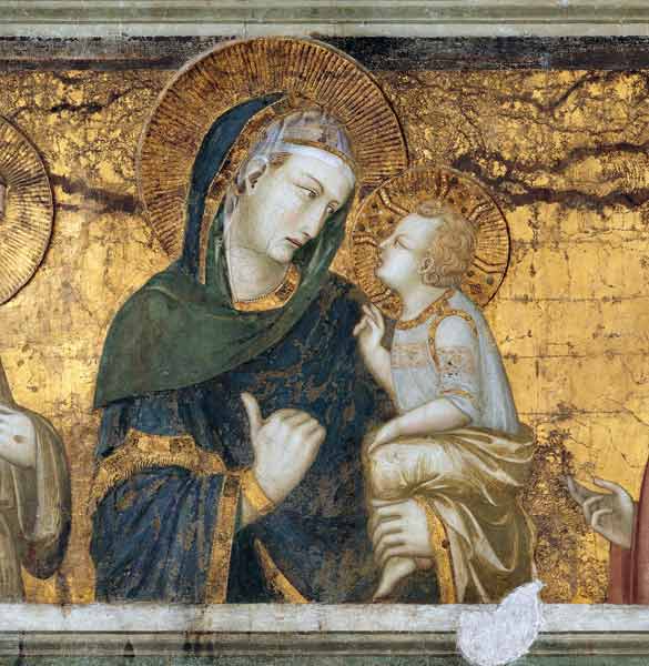 Madonna mit Kind, Johannes d.T., dem hl. Franziskus und Stifter à Ambrogio Lorenzetti