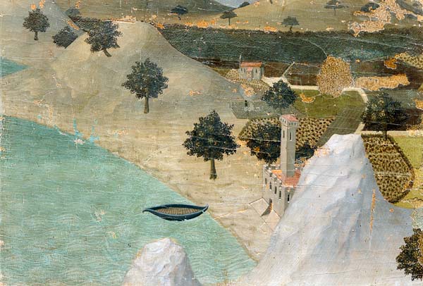 View of a Castle on the Edge of a Lake à Ambrogio Lorenzetti