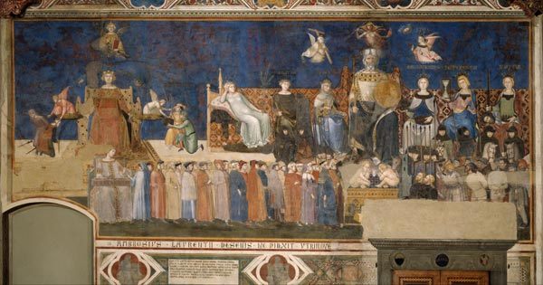 Allegory of Good Government (Cycle of frescoes The Allegory of the Good and Bad Government) à Ambrogio Lorenzetti