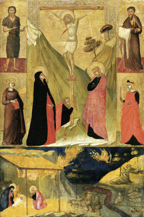 The Crucifixion, the Nativity and Saints à Ambrogio Lorenzetti