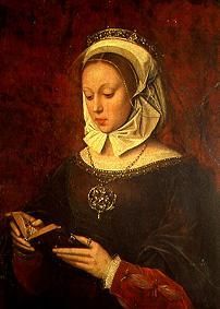 Jeune femme, lisant dans un livre de prière. à Ambrosius Benson