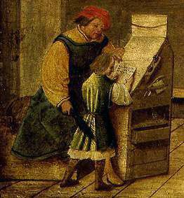 Le maître d'école avec la tige Détail un maître d'école et sa femme... à Ambrosius Holbein