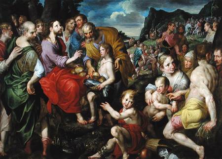 The Feeding of the Five Thousand à Ambrosius l'Ancien Francken