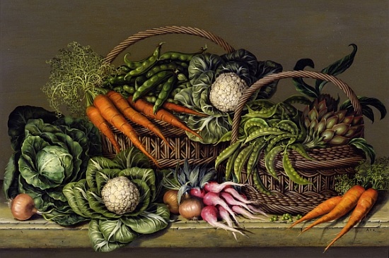 Basket of Vegetables and Radishes à  Amelia  Kleiser
