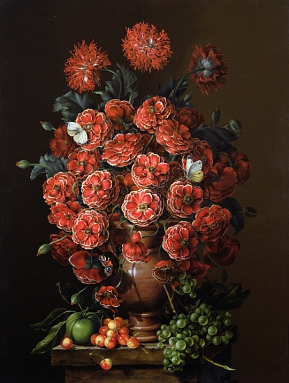 Poppies in a terracotta vase à  Amelia  Kleiser