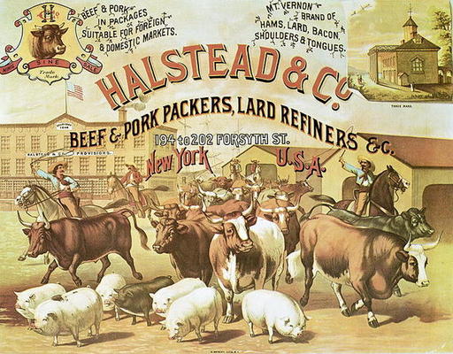Beef & Pork Packers, c.1880 (colour litho) à Photographe américain, (19ème siècle)