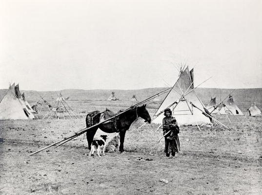 Comanche Indian (b/w photo) à Photographe américain, (19ème siècle)