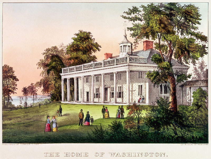 The Home of George Washington, Mount Vernon, Virginia, published Nathaniel Currier (1813-88) and Jam à Ecole americaine
