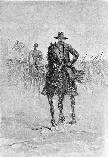 General Grant reconnoitering the confederate position at Spotsylvania court house; engraved by C.H.  à Ecole americaine