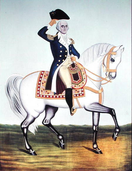 General Washington (1732-99) on a White Charger à Ecole americaine