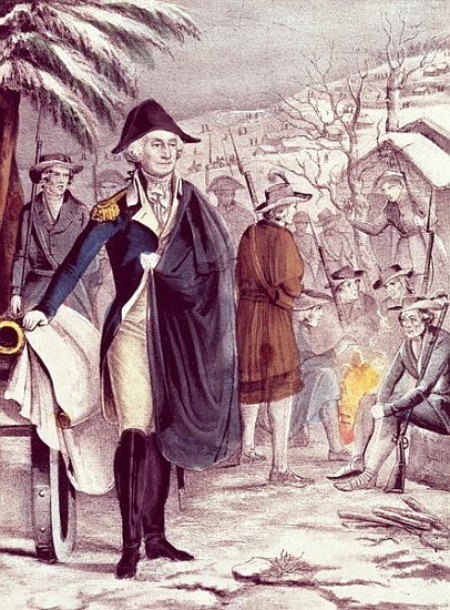 George Washington at Valley Forge, on Dec. 1777; engraved by Nathaniel Currier (1813-88) à Ecole americaine